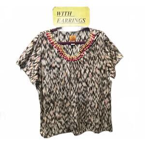 2X Ruby Rd. Candy Top & New Glass Earrings